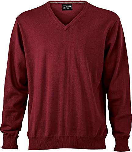 JN659 Herrenpullover V-Neck Herren Pullover Baumwolle XXL,Bordeaux von James & Nicholson