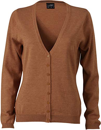 JN660 Damencardigan Strickjacke Damen Cardigan V-Neck L,Camel von James & Nicholson