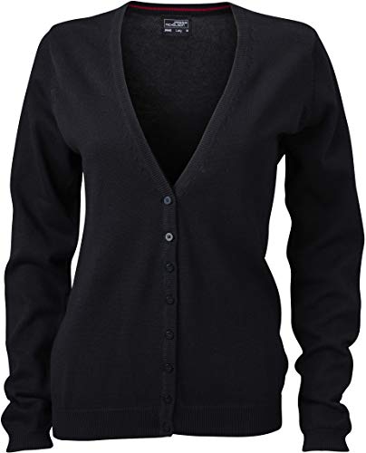 JN660 Damencardigan Strickjacke Damen Cardigan V-Neck M,Black von James & Nicholson