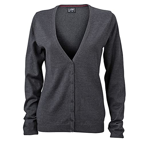 JN660 Damencardigan Strickjacke Damen Cardigan V-Neck XL,anthracite melange von James & Nicholson