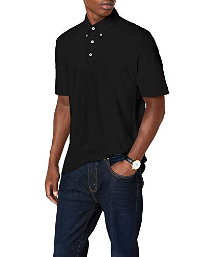 James & Nicholson Button-Down-Polo mit modischem Karo-Einsatz (3XL, black/black-white) von James & Nicholson