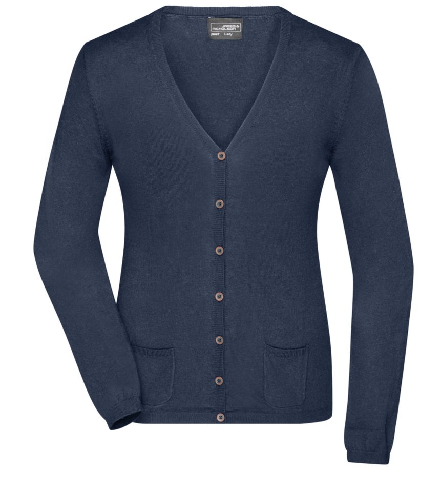 James & Nicholson Cardigan Klassische Damen Strickjacke Ladies' Cardigan JN667 mit Seide- und Kaschmir-Anteil von James & Nicholson