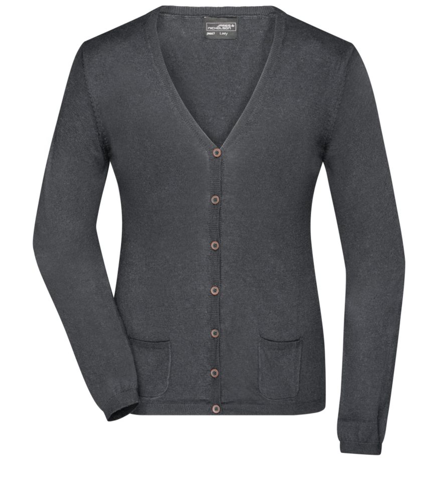 James & Nicholson Cardigan Klassische Damen Strickjacke Ladies' Cardigan JN667 mit Seide- und Kaschmir-Anteil von James & Nicholson