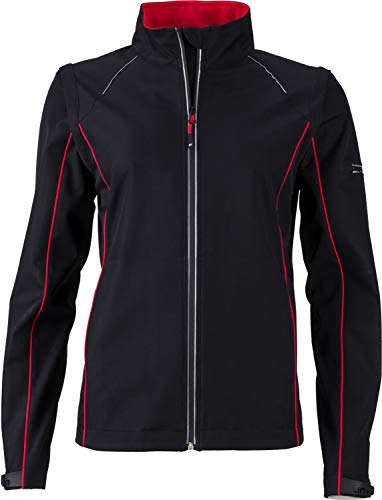 James & Nicholson - Damen 2 in 1 Jacke mit abzippbaren Ärmeln (XL, Black/Red) von James & Nicholson
