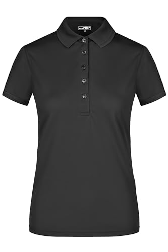 James & Nicholson Damen Aktiv Polo - Funktionelles Poloshirt mit leichter Taillierung | Farbe: black | Grösse: L von James & Nicholson