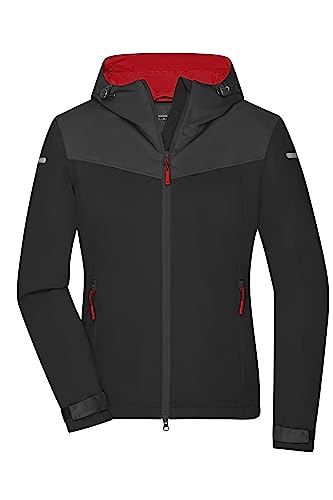 James & Nicholson Damen Allwetter Softshell-Jacke - Funktionelle Softshell-Jacke aus recyceltem Polyester für alle Wetterbedingungen | Farbe: black/carbon/light-red | Grösse: L von James & Nicholson