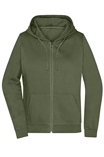 James & Nicholson Damen Basic Kapuzen-Sweatjacke - Leicht taillierte Sweatjacke mit Kapuze | Farbe: Olive | Grösse: XXL von James & Nicholson
