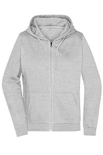 James & Nicholson Damen Basic Kapuzen-Sweatjacke - Leicht taillierte Sweatjacke mit Kapuze | Farbe: Grey-Heather | Grösse: M von James & Nicholson