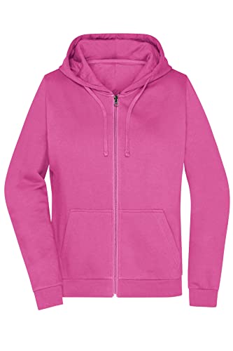 James & Nicholson Damen Basic Kapuzen-Sweatjacke - Leicht taillierte Sweatjacke mit Kapuze | Farbe: pink | Grösse: XL von James & Nicholson