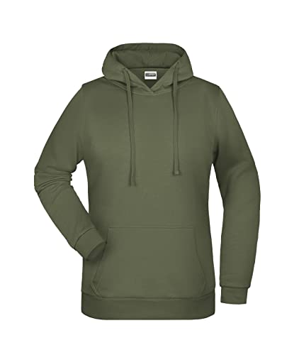 James & Nicholson Damen Basic Kapuzensweat - Leicht taillierter Kapuzenpulli mit angerauter Innenseite | Farbe: Olive | Grösse: 3XL von James & Nicholson