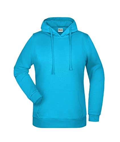 James & Nicholson Damen Basic Kapuzensweat - Leicht taillierter Kapuzenpulli mit angerauter Innenseite | Farbe: turquoise | Grösse: L von James & Nicholson