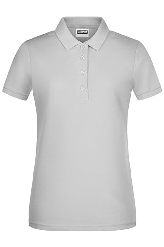 James & Nicholson Damen Basic Polo - Tailliertes Piqué Poloshirt aus Bio-Baumwolle | Farbe: Soft-Grey | Grösse: L von James & Nicholson