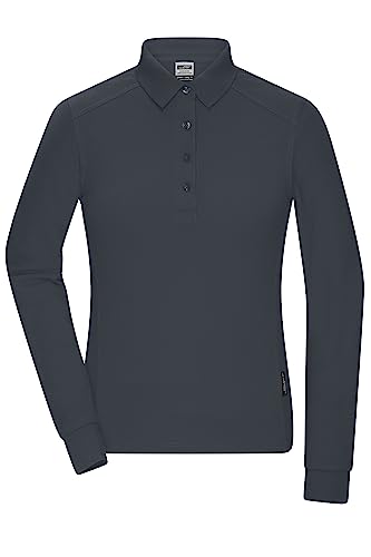 James & Nicholson Damen Bio Workwear Longsleeve Polo - Pflegeleichtes Langarm Poloshirt aus Bio-Baumwolle | Farbe: Carbon | Grösse: L von James & Nicholson