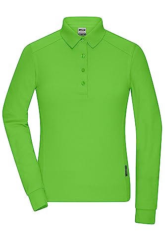 James & Nicholson Damen Bio Workwear Longsleeve Polo - Pflegeleichtes Langarm Poloshirt aus Bio-Baumwolle | Farbe: lime-green | Grösse: S von James & Nicholson
