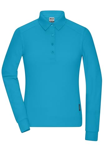 James & Nicholson Damen Bio Workwear Longsleeve Polo - Pflegeleichtes Langarm Poloshirt aus Bio-Baumwolle | Farbe: turquoise | Grösse: L von James & Nicholson
