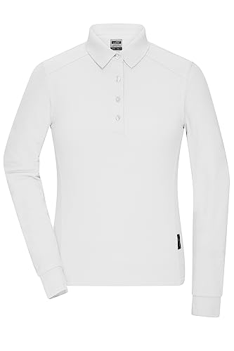 James & Nicholson Damen Bio Workwear Longsleeve Polo - Pflegeleichtes Langarm Poloshirt aus Bio-Baumwolle | Farbe: white | Grösse: XXL von James & Nicholson