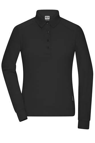 James & Nicholson Damen Bio Workwear Longsleeve Polo - Pflegeleichtes Langarm Poloshirt aus Bio-Baumwolle | Farbe: black | Grösse: L von James & Nicholson
