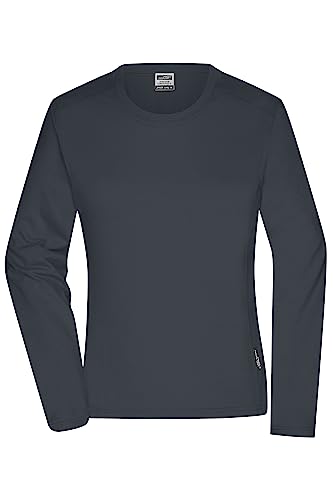 James & Nicholson Damen Bio Workwear Longsleeve Shirt - Pflegeleichtes und leicht-tailliertes Shirt aus Bio-Baumwolle | Farbe: Carbon | Grösse: S von James & Nicholson