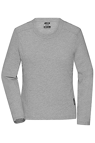 James & Nicholson Damen Bio Workwear Longsleeve Shirt - Pflegeleichtes und leicht-tailliertes Shirt aus Bio-Baumwolle | Farbe: Grey-Heather | Grösse: XL von James & Nicholson