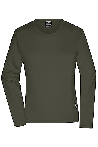 James & Nicholson Damen Bio Workwear Longsleeve Shirt - Pflegeleichtes und leicht-tailliertes Shirt aus Bio-Baumwolle | Farbe: Olive | Grösse: 3XL von James & Nicholson