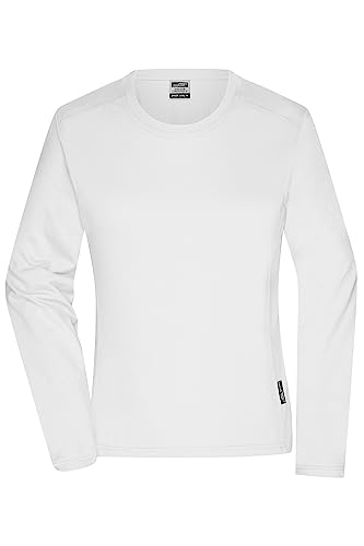 James & Nicholson Damen Bio Workwear Longsleeve Shirt - Pflegeleichtes und leicht-tailliertes Shirt aus Bio-Baumwolle | Farbe: white | Grösse: S von James & Nicholson