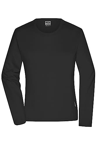 James & Nicholson Damen Bio Workwear Longsleeve Shirt - Pflegeleichtes und leicht-tailliertes Shirt aus Bio-Baumwolle | Farbe: black | Grösse: L von James & Nicholson