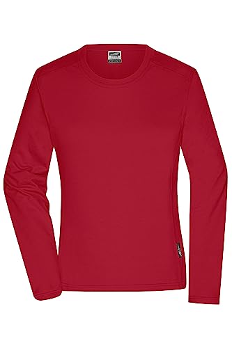 James & Nicholson Damen Bio Workwear Longsleeve Shirt - Pflegeleichtes und leicht-tailliertes Shirt aus Bio-Baumwolle | Farbe: red | Grösse: S von James & Nicholson