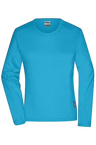 James & Nicholson Damen Bio Workwear Longsleeve Shirt - Pflegeleichtes und leicht-tailliertes Shirt aus Bio-Baumwolle | Farbe: turquoise | Grösse: S von James & Nicholson