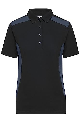 James & Nicholson Damen BIO Workwear Polo Kontrast - Leicht tailliertes Poloshirt aus Bio-Baumwolle und recyceltem Polyester als Berufsbekleidung | Farbe: black/carbon | Grösse: 3XL von James & Nicholson