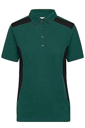 James & Nicholson Damen Bio Workwear Polo Kontrast - Leicht tailliertes Poloshirt aus Bio-Baumwolle und recyceltem Polyester als Berufsbekleidung | Farbe: Dark-Green/Black | Grösse: XL von James & Nicholson