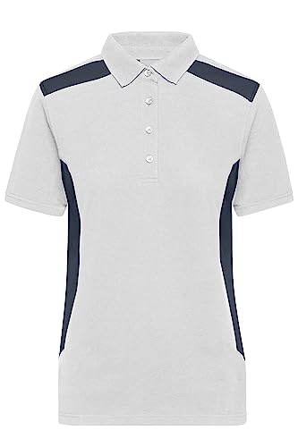 James & Nicholson Damen Bio Workwear Polo Kontrast - Leicht tailliertes Poloshirt aus Bio-Baumwolle und recyceltem Polyester als Berufsbekleidung | Farbe: White/Carbon | Grösse: M von James & Nicholson