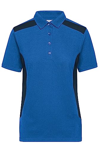 James & Nicholson Damen Bio Workwear Polo Kontrast - Leicht tailliertes Poloshirt aus Bio-Baumwolle und recyceltem Polyester als Berufsbekleidung | Farbe: royal/Navy | Grösse: L von James & Nicholson