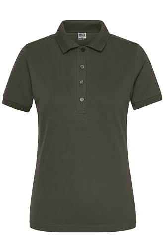 James & Nicholson Damen Bio Workwear Polo Stretch - Elastisches Polo-Shirt mit tailliertem Schnitt | Farbe: Olive | Grösse: 4XL von James & Nicholson