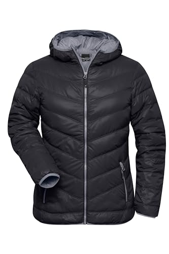 James & Nicholson Damen Daunenjacke ultraleicht - Taillierte, sehr leichte Daunenjacke in trendiger Optik | Farbe: black/grey | Grösse: M von James & Nicholson