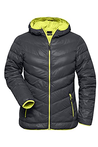 James & Nicholson Damen Daunenjacke ultraleicht - Taillierte, sehr leichte Daunenjacke in trendiger Optik | Farbe: carbon/acid-yellow | Grösse: L von James & Nicholson