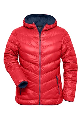 James & Nicholson Damen Daunenjacke ultraleicht - Taillierte, sehr leichte Daunenjacke in trendiger Optik | Farbe: red/navy | Grösse: L von James & Nicholson