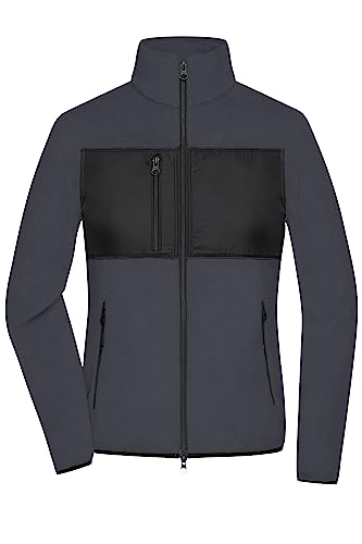 James & Nicholson Damen Fleece Jacke - Fleecejacke im Materialmix | Farbe: carbon/black | Grösse: XL von James & Nicholson