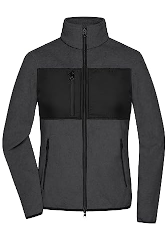 James & Nicholson Damen Fleece Jacke - Fleecejacke im Materialmix | Farbe: dark-melange/black | Grösse: M von James & Nicholson