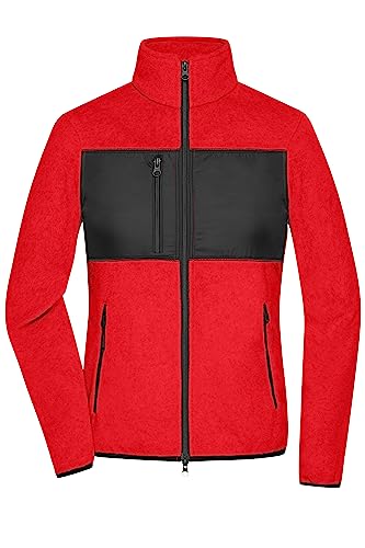 James & Nicholson Damen Fleece Jacke - Fleecejacke im Materialmix | Farbe: red/black | Grösse: XL von James & Nicholson