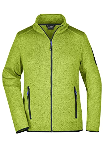 James & Nicholson Damen Fleece Strickjacke - Taillierte Jacke aus Strickfleece mit Stehkragen | Farbe: Kiwi-Melange/royal | Grösse: XL von James & Nicholson