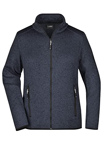 James & Nicholson Damen Fleece Strickjacke - Taillierte Jacke aus Strickfleece mit Stehkragen | Farbe: dark-grey-melange/silver | Grösse: L von James & Nicholson
