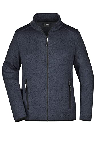 James & Nicholson Damen Fleece Strickjacke - Taillierte Jacke aus Strickfleece mit Stehkragen | Farbe: Dark-Grey-Melange/Silver | Grösse: S von James & Nicholson