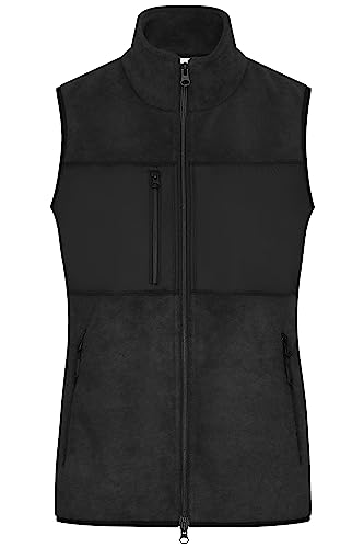 James & Nicholson Damen Fleece Weste - Fleeceweste in Materialmix | Farbe: black/black | Grösse: M von James & Nicholson