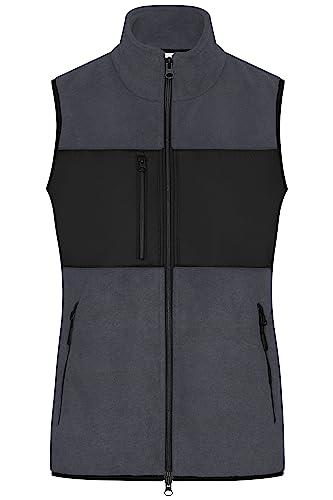 James & Nicholson Damen Fleece Weste - Fleeceweste in Materialmix | Farbe: carbon/black | Grösse: XXL von James & Nicholson
