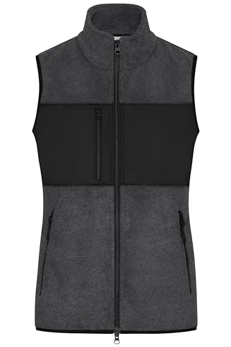 James & Nicholson Damen Fleece Weste - Fleeceweste in Materialmix | Farbe: dark-melange/black | Grösse: S von James & Nicholson
