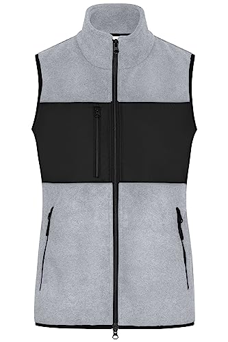 James & Nicholson Damen Fleece Weste - Fleeceweste in Materialmix | Farbe: light-melange/black | Grösse: XXL von James & Nicholson