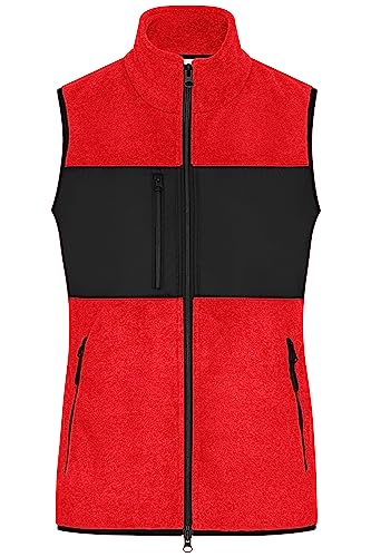 James & Nicholson Damen Fleece Weste - Fleeceweste in Materialmix | Farbe: red/black | Grösse: L von James & Nicholson