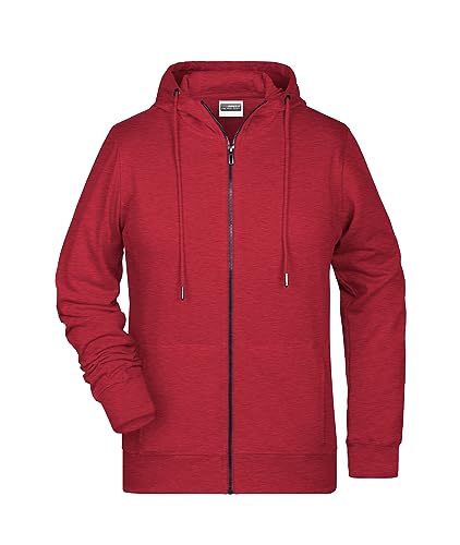 James & Nicholson Damen Hoody Sweatjacke - Leicht taillierte Jacke aus French Terry in Bio-Qualität | Farbe: carmine-red-melange | Grösse: L von James & Nicholson