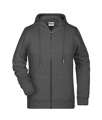 James & Nicholson Damen Hoody Sweatjacke - Leicht taillierte Jacke aus French Terry in Bio-Qualität | Farbe: graphite | Grösse: XXL von James & Nicholson