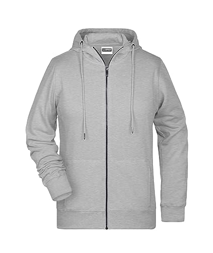 James & Nicholson Damen Hoody Sweatjacke - Leicht taillierte Jacke aus French Terry in Bio-Qualität | Farbe: grey-heather | Grösse: XL von James & Nicholson